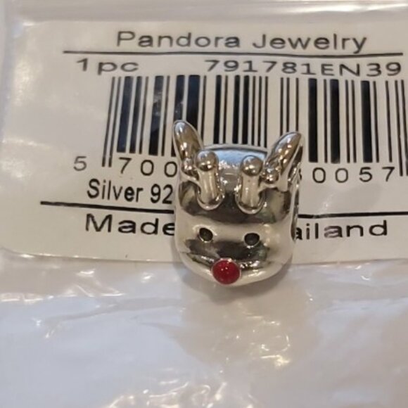 Pandora *Retired* Sterling Silver Red-Nosed Reindeer with Red Enamel 791781EN39 - Picture 2 of 8